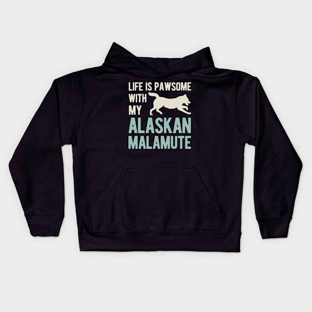 Funny Alaskan Malamute Kids Hoodie by TheVintageChaosCo.